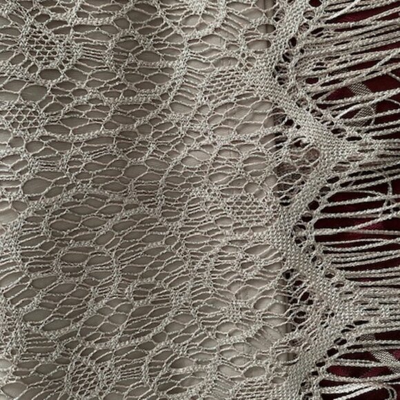 Laura - "Party dress  - taupe/blush colour  - metallic threads -lace- size 18 - Picture 11 of 11